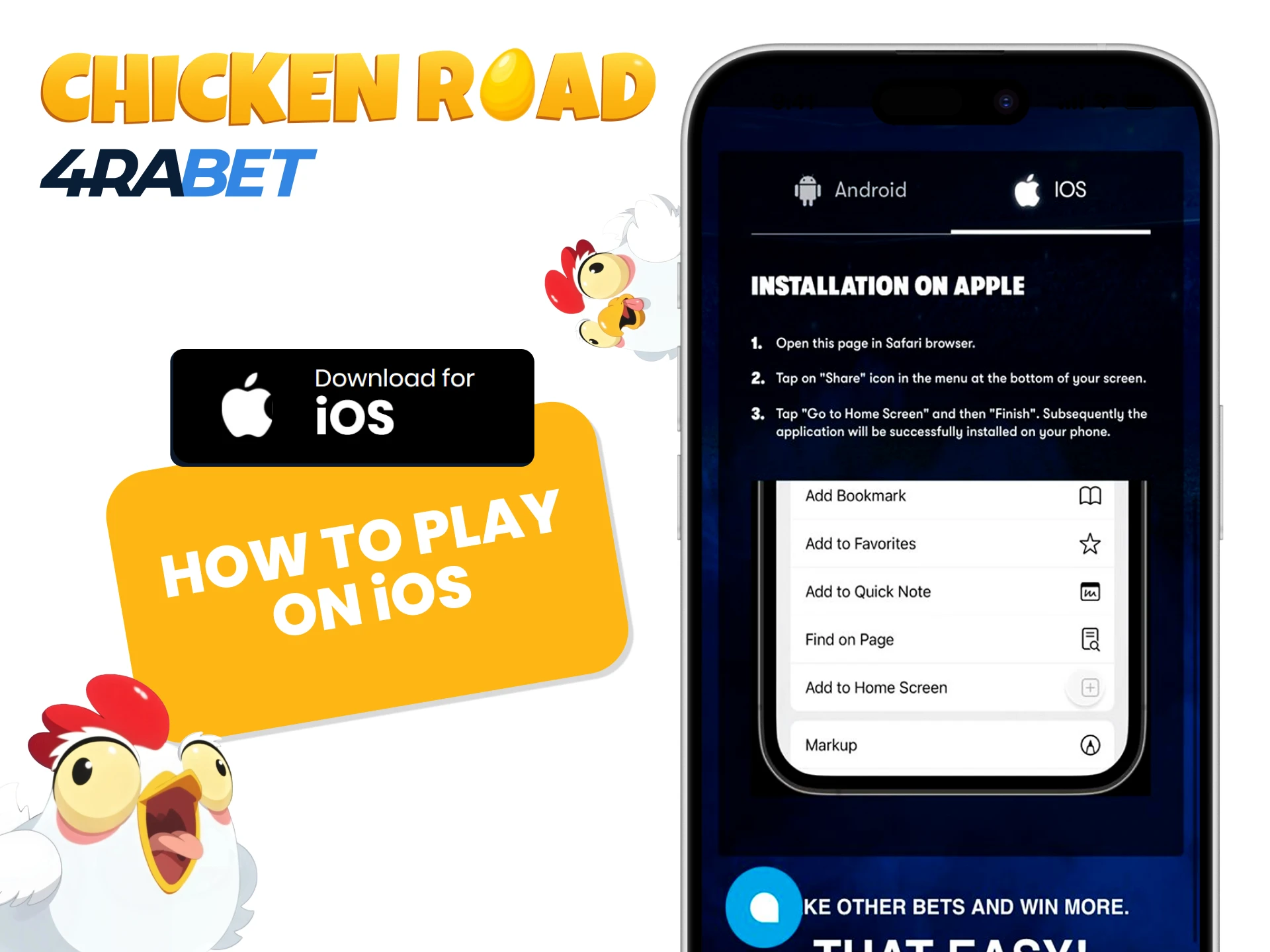 How to play Chicken Road on iOS via 4rabet.