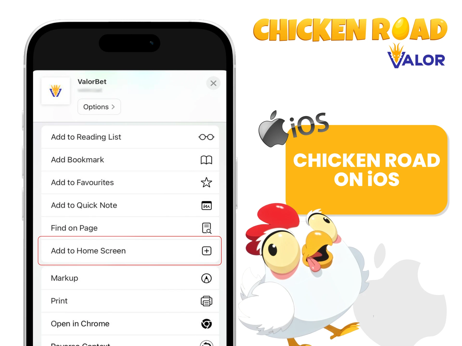 Download Valor on your iOS device and play the Chicken Road game.