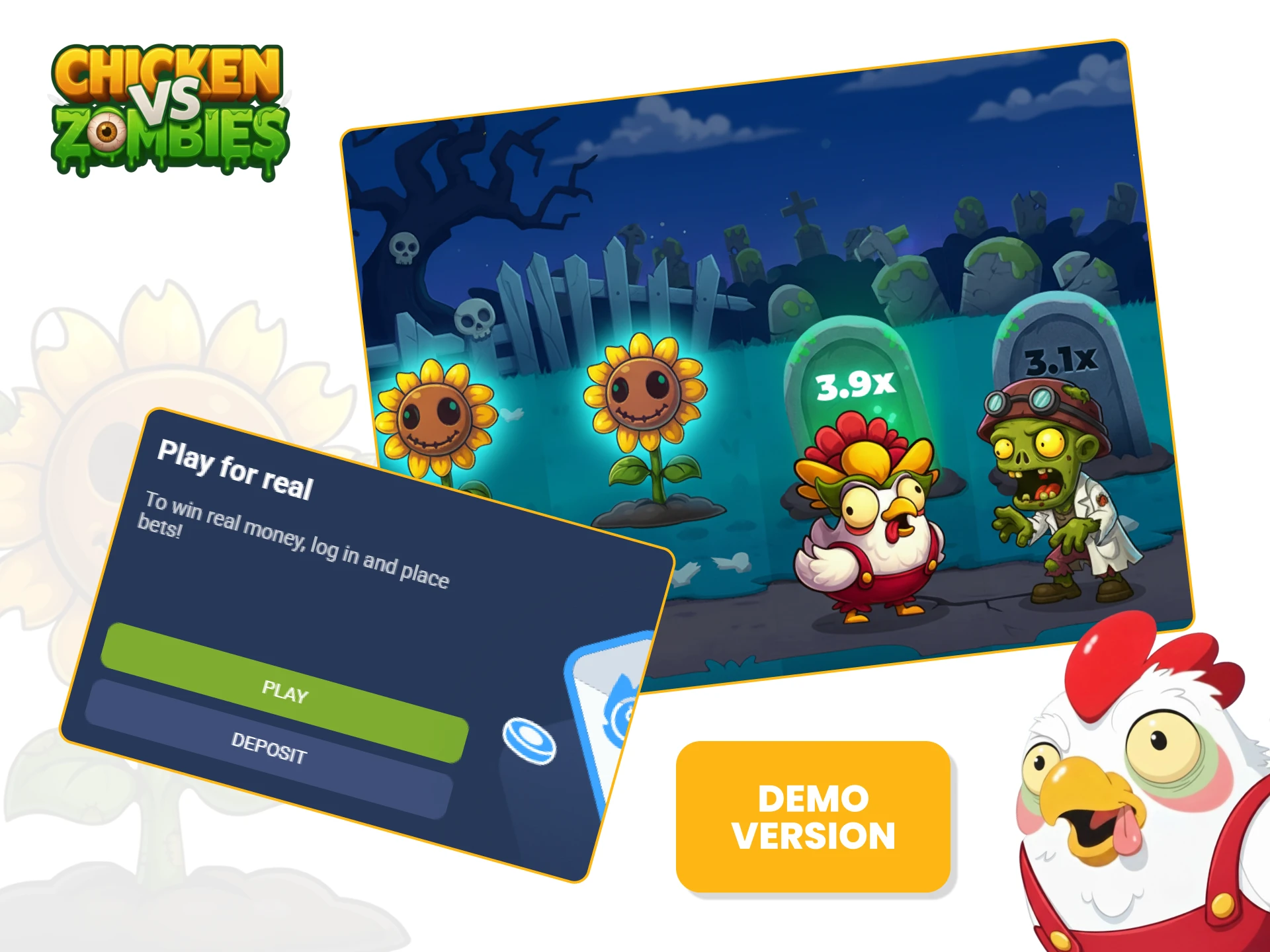 Experience Chicken vs Zombies Demo Mode for Free Online Action and Strategy.