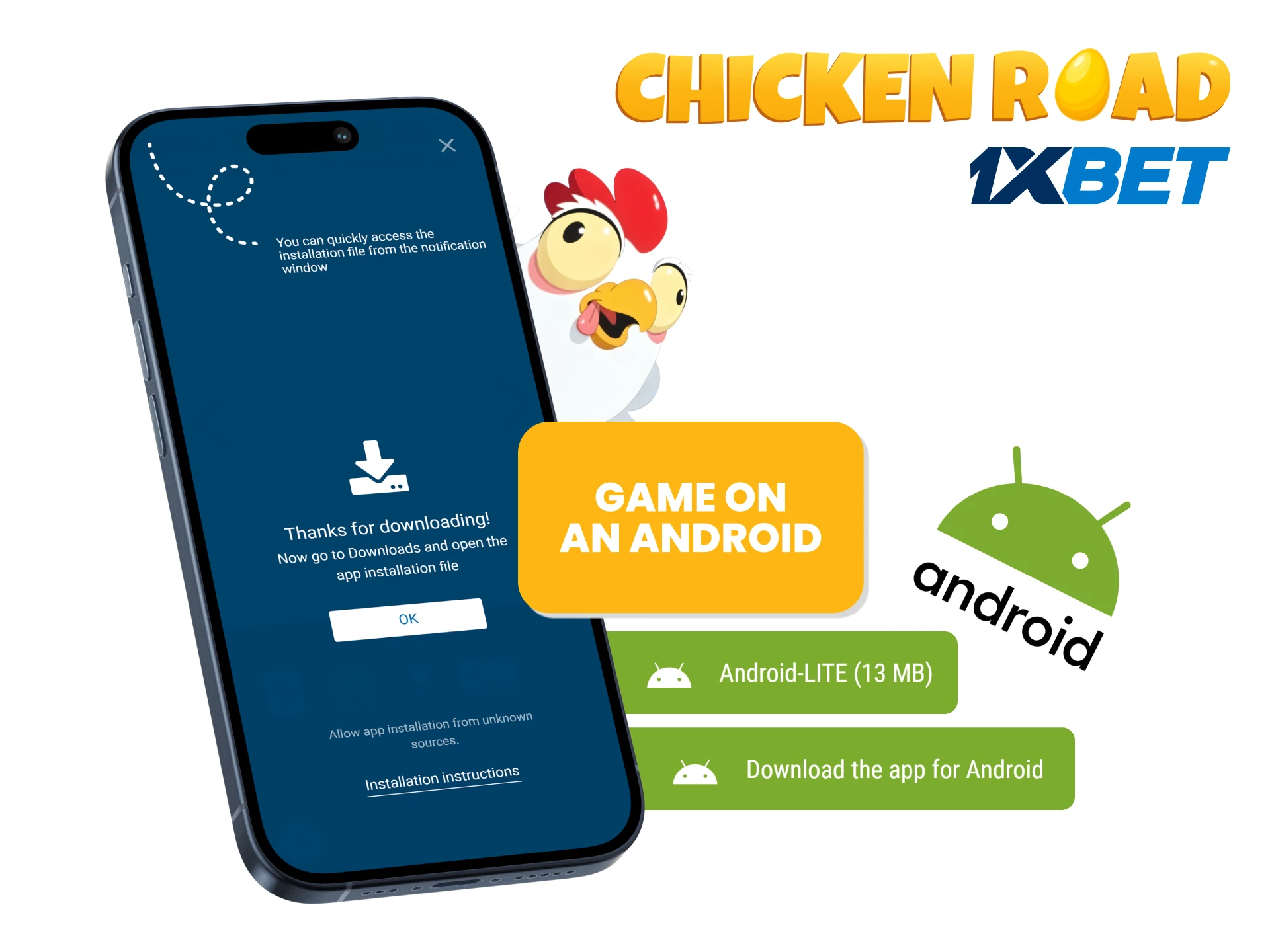 Download the 1xbet app on your Android device.