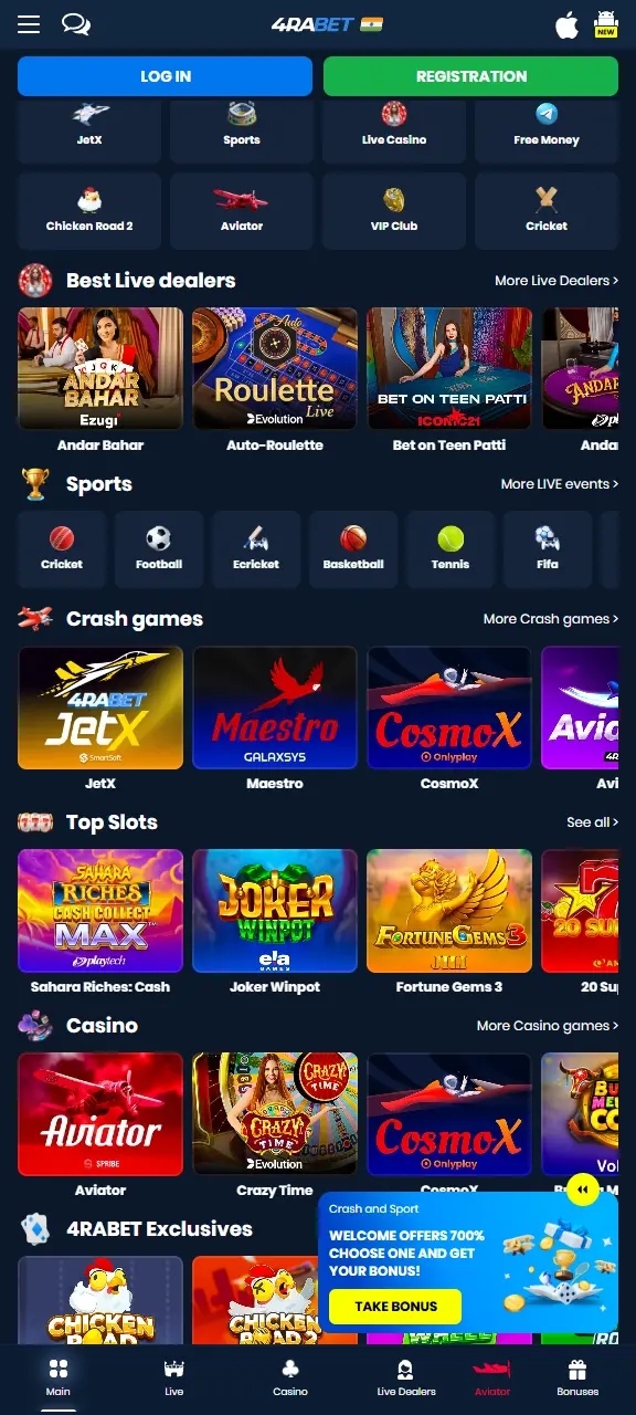 Select a trusted online casino such as 4rabet.